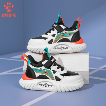 Παιδικά αθλητικά παπούτσια για αγόρια με συνθετικό δέρμα (αναπνεύσιμα, ελαφριά, αντιολισθητικά, ανθεκτικά στη φθορά, EVA σόλα), Velcro κλείσιμο, μοντέλο φθινοπωρίου 2024