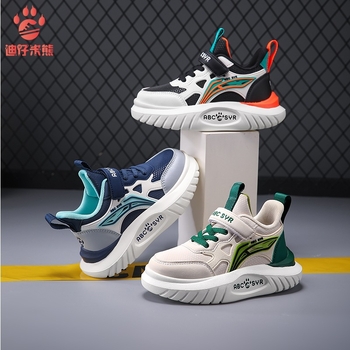 Παιδικά αθλητικά παπούτσια για αγόρια με συνθετικό δέρμα (αναπνεύσιμα, ελαφριά, αντιολισθητικά, ανθεκτικά στη φθορά, EVA σόλα), Velcro κλείσιμο, μοντέλο φθινοπωρίου 2024