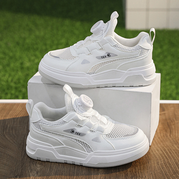 Unisex bērnu ikdienas kedas ar mākslīgās ādas augšdaļu, tīkla iekšpuse, PVC zole, blokveida raksts, zemā potīte