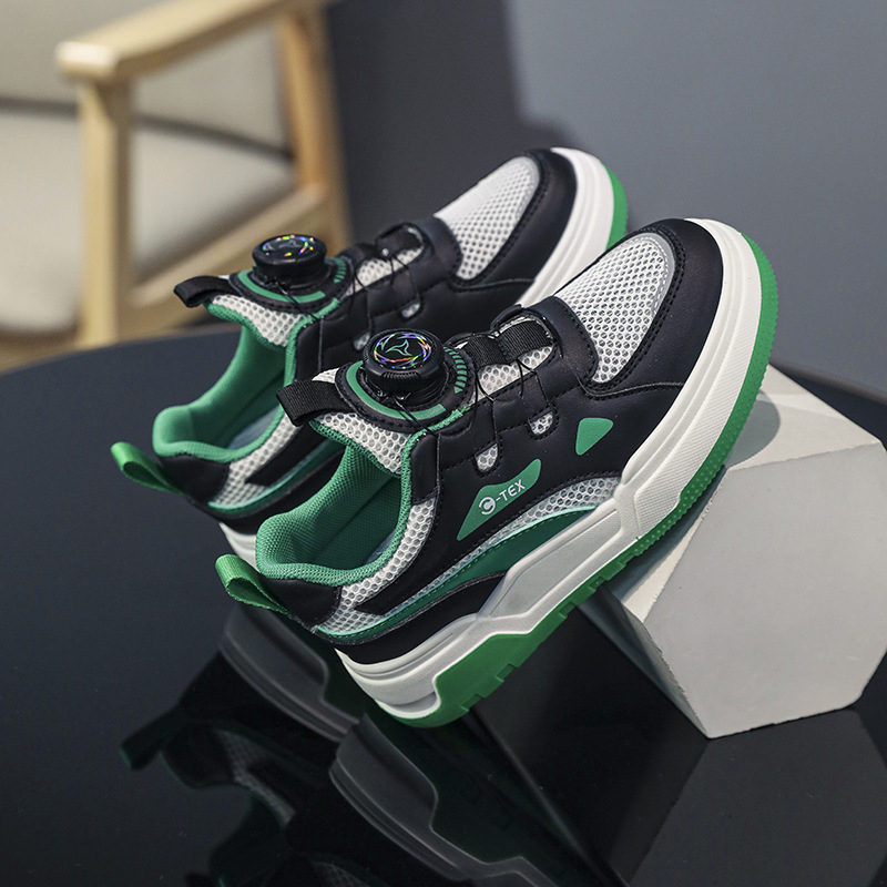 Unisex bērnu ikdienas kedas ar mākslīgās ādas augšdaļu, tīkla iekšpuse, PVC zole, blokveida raksts, zemā potīte