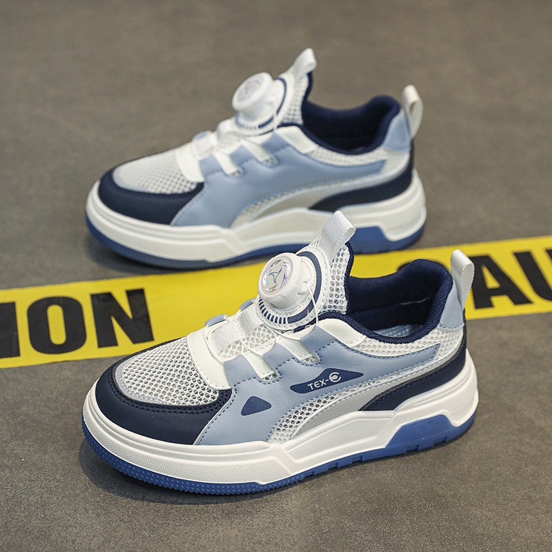 Unisex bērnu ikdienas kedas ar mākslīgās ādas augšdaļu, tīkla iekšpuse, PVC zole, blokveida raksts, zemā potīte