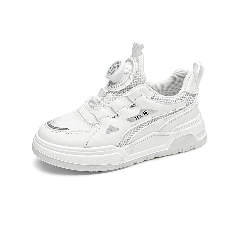 Unisex bērnu ikdienas kedas ar mākslīgās ādas augšdaļu, tīkla iekšpuse, PVC zole, blokveida raksts, zemā potīte