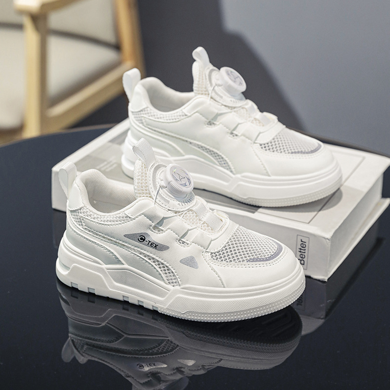 Unisex bērnu ikdienas kedas ar mākslīgās ādas augšdaļu, tīkla iekšpuse, PVC zole, blokveida raksts, zemā potīte