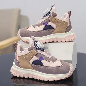 Παιδικά αθλητικά παπούτσια για τρέξιμο - Επάνω μέρος από συνθετικό δέρμα, σόλα EVA, ριγέ σχέδιο, κλείσιμο με κουμπιά, ελαφριά και αντιολισθητικά