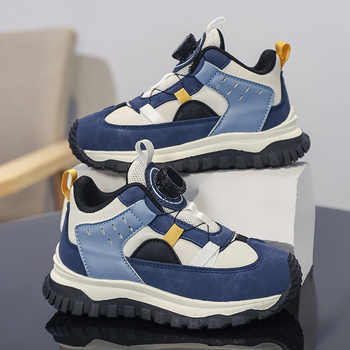 Παιδικά αθλητικά παπούτσια για τρέξιμο - Επάνω μέρος από συνθετικό δέρμα, σόλα EVA, ριγέ σχέδιο, κλείσιμο με κουμπιά, ελαφριά και αντιολισθητικά