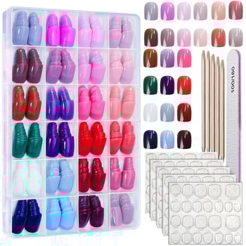 ABS комплект изкуствени нокти с инструменти, 576 броя, 24 кутии, за DIY маникюр