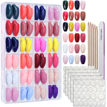 Σετ τεχνητών νυχιών από ABS με εργαλεία, 576 τεμάχια, 24 κουτιά, DIY διακόσμηση νυχιών