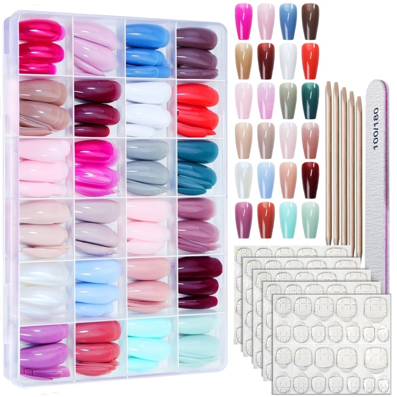 ABS комплект изкуствени нокти с инструменти, 576 броя, 24 кутии, за DIY маникюр