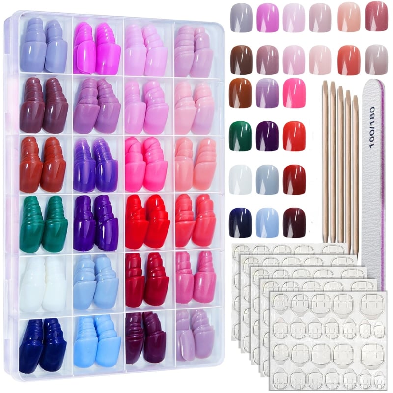 ABS комплект изкуствени нокти с инструменти, 576 броя, 24 кутии, за DIY маникюр