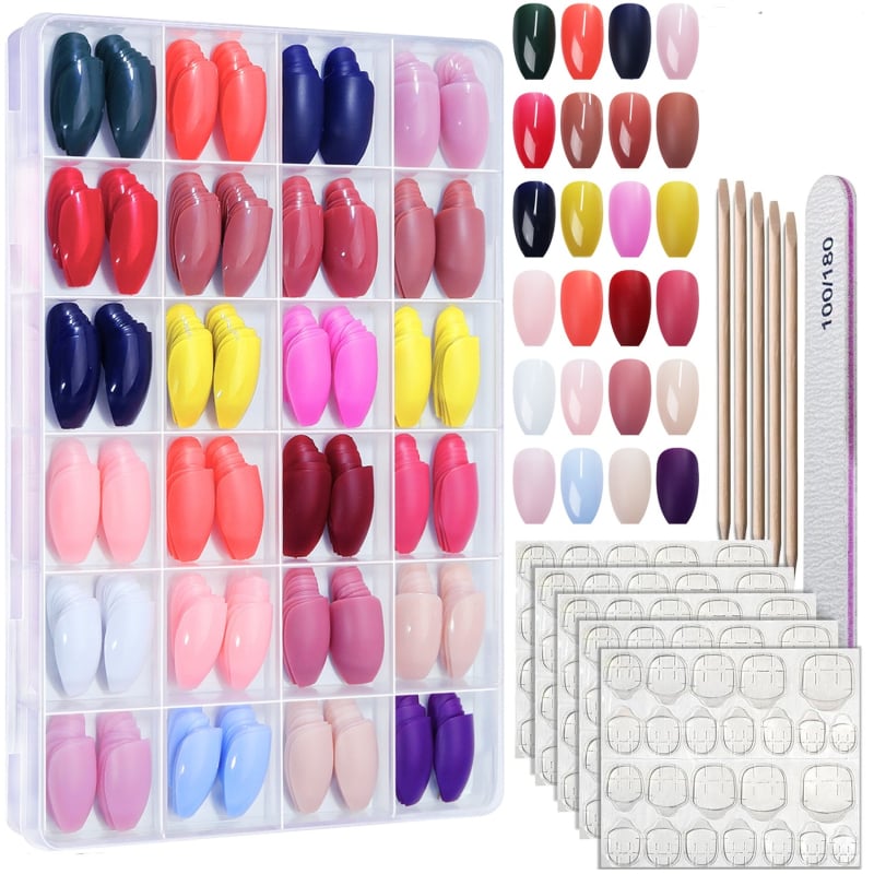 ABS комплект изкуствени нокти с инструменти, 576 броя, 24 кутии, за DIY маникюр