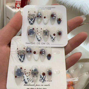 Αυτοκόλλητες επιφάνειες νυχιών για φορετά νύχια – Χειροποίητο 3D θαλάσσιο σχέδιο, Αφαιρούμενο gel νύχι