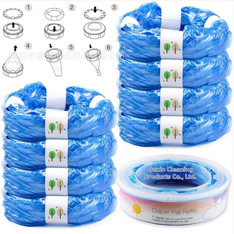 Sauskelnių kibiras su kvapų kontrole ir saugojimo maišelis, PE medžiaga, vienkartinis naudojimas, plokščias atidarymas, 48 vnt