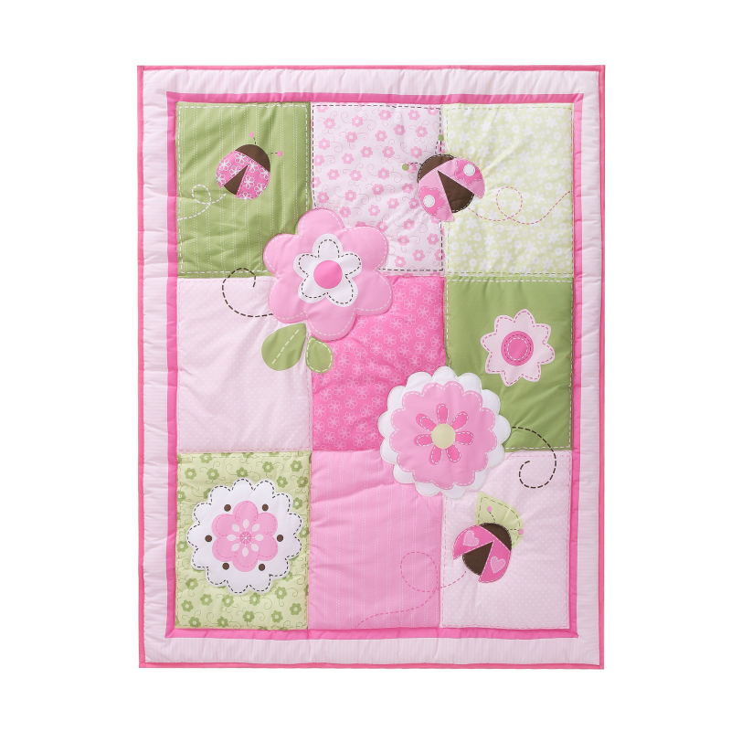 Kūdikių siuvinėta pledas su mielu gėlių raštu, iš poliesterio ir medvilnės mišinio, 0.9 kg, pavasaris ir ruduo