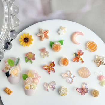 Set materijala za DIY nokte s ukrasima ruža, bisera i mašne — smola, Princess serija, OEM