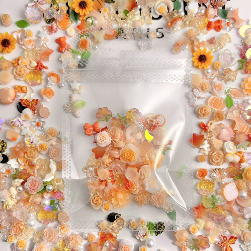 Set materijala za DIY nokte s ukrasima ruža, bisera i mašne — smola, Princess serija, OEM