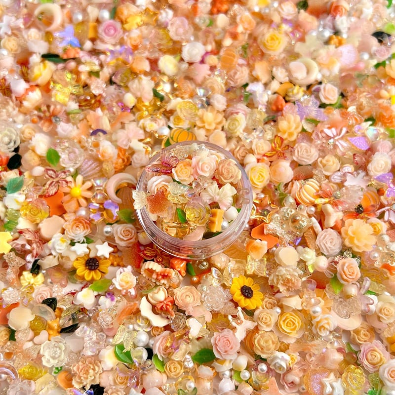 Set materijala za DIY nokte s ukrasima ruža, bisera i mašne — smola, Princess serija, OEM