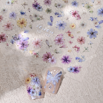 Naljepnice za nokte s osušenim cvijećem, ultra tanke, reljefne, dekorativni cvjetni dizajn (Materijal: naljepnica; Uzorak: cvijeće; Serija: osušeno cvijeće; Marka: Itutu)