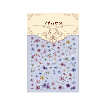 Naljepnice za nokte s osušenim cvijećem, ultra tanke, reljefne, dekorativni cvjetni dizajn (Materijal: naljepnica; Uzorak: cvijeće; Serija: osušeno cvijeće; Marka: Itutu)