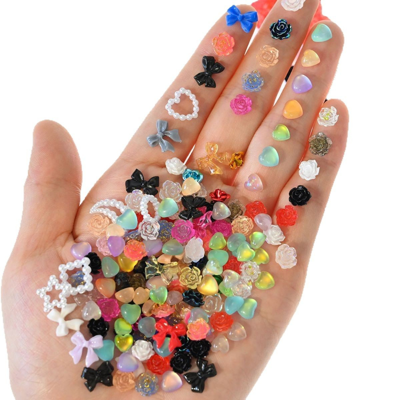 Ukras za nokte: mašna od smole sa šljokicama – naljepnica za nokte, Princes serija, sladak stil, DIY manikura