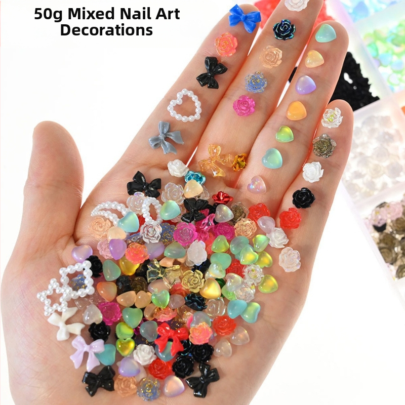 Ukras za nokte: mašna od smole sa šljokicama – naljepnica za nokte, Princes serija, sladak stil, DIY manikura