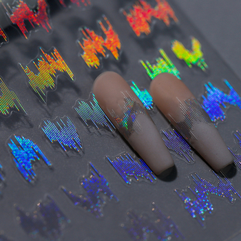 Αυτοκόλλητα νυχιών με κολλητική βάση, φθοριστικά και ανακλαστικά, καρό σχέδιο, μοντέλο M-504, προέλευση Σαντόνγκ