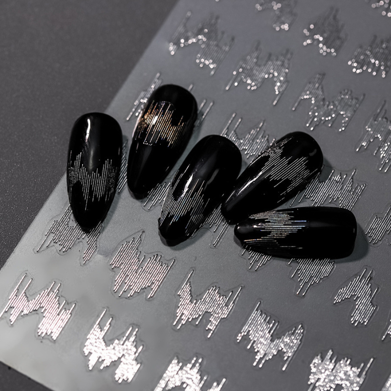 Αυτοκόλλητα νυχιών με κολλητική βάση, φθοριστικά και ανακλαστικά, καρό σχέδιο, μοντέλο M-504, προέλευση Σαντόνγκ