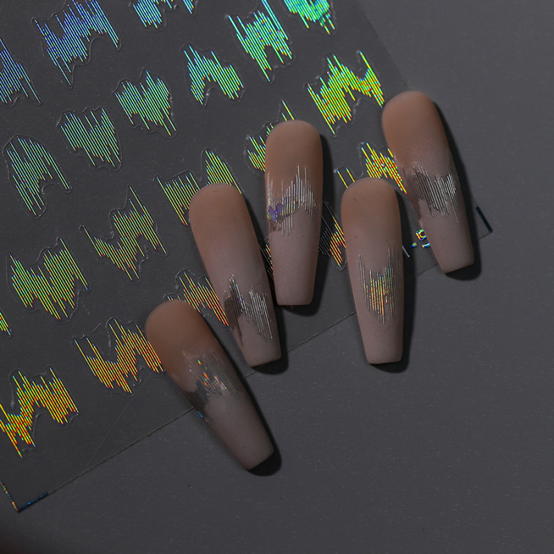 Αυτοκόλλητα νυχιών με κολλητική βάση, φθοριστικά και ανακλαστικά, καρό σχέδιο, μοντέλο M-504, προέλευση Σαντόνγκ