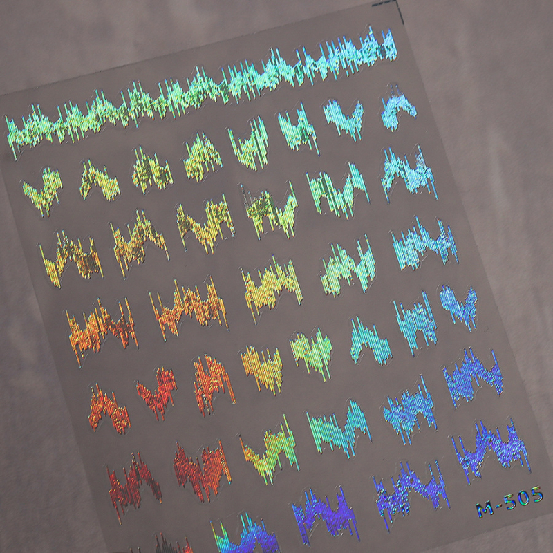 Αυτοκόλλητα νυχιών με κολλητική βάση, φθοριστικά και ανακλαστικά, καρό σχέδιο, μοντέλο M-504, προέλευση Σαντόνγκ