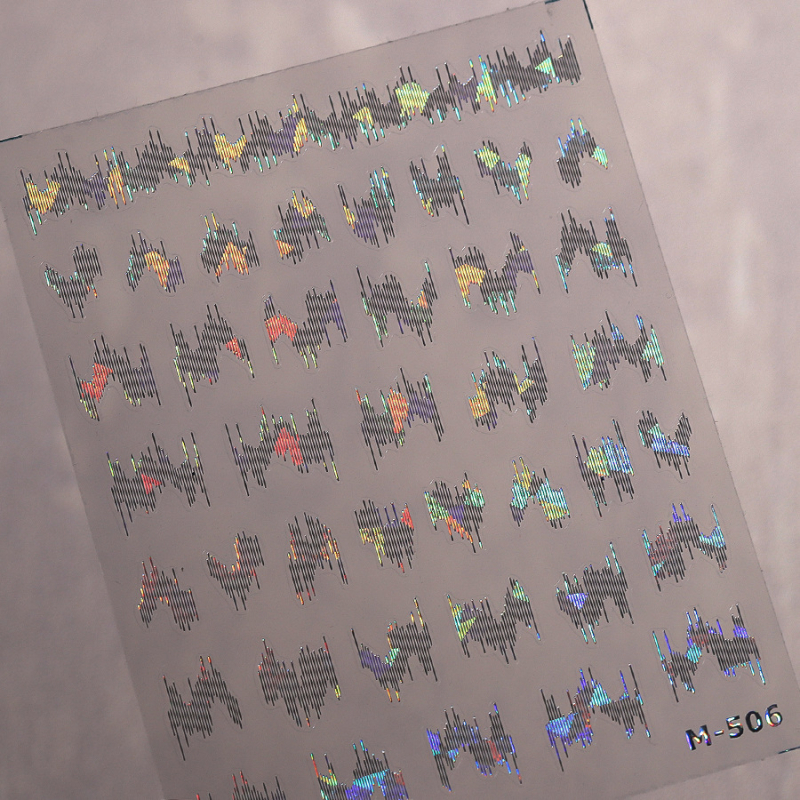 Αυτοκόλλητα νυχιών με κολλητική βάση, φθοριστικά και ανακλαστικά, καρό σχέδιο, μοντέλο M-504, προέλευση Σαντόνγκ