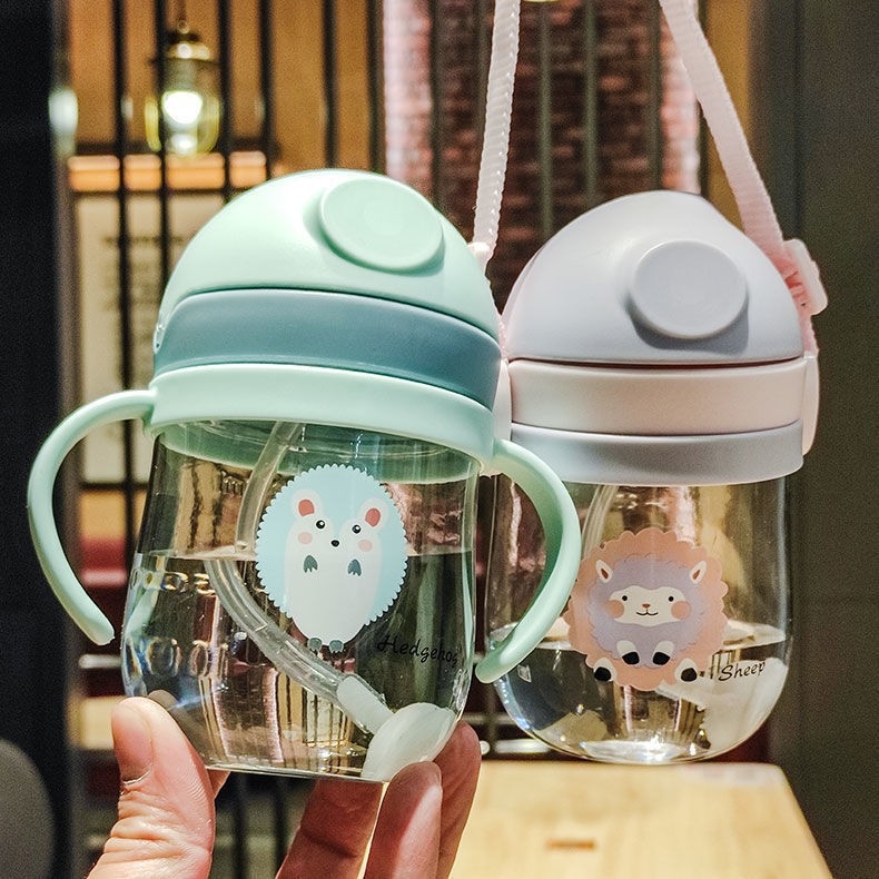 Παιδικό κύπελλο εκμάθησης πόσης – Σίπι κυπέλλο για γάλα και νερό, με χερούλι και λουρί πλάτης, Καρτούν στυλ, Υλικό PC