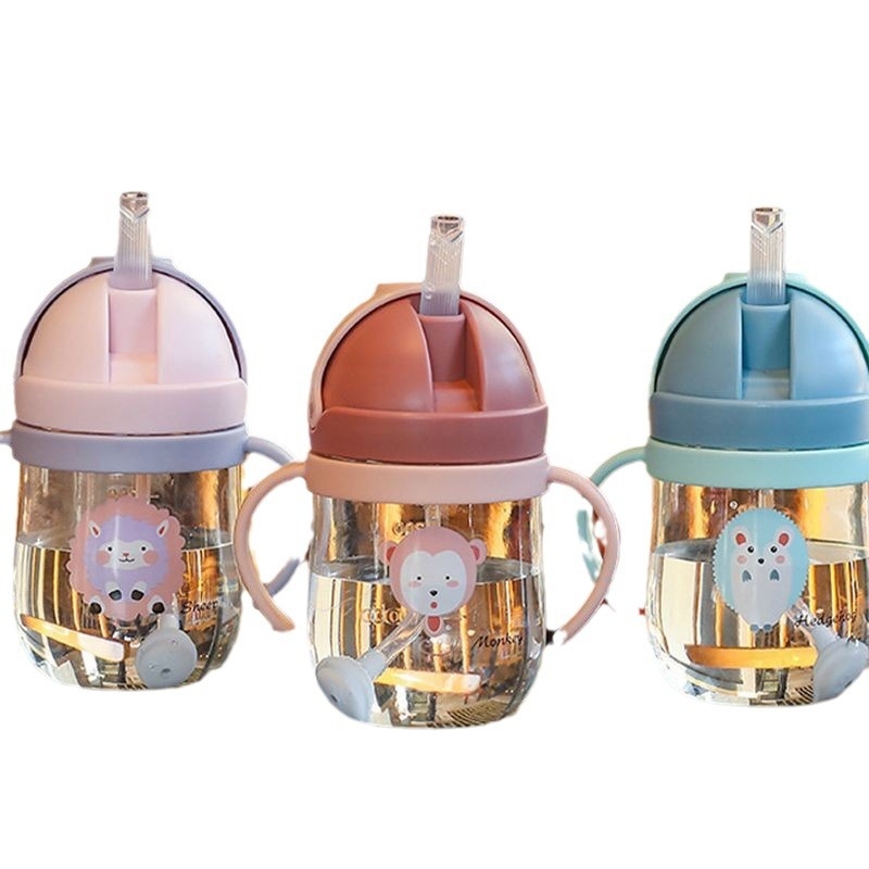 Παιδικό κύπελλο εκμάθησης πόσης – Σίπι κυπέλλο για γάλα και νερό, με χερούλι και λουρί πλάτης, Καρτούν στυλ, Υλικό PC