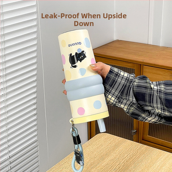 Θερμός-κύπελλο με κεραμική εσωτερική στρώση, περίβλημα από ανοξείδωτο ατσάλι 304, με καλαμάκι και λουρί μεταφοράς, μόνωση 0–6 ωρών