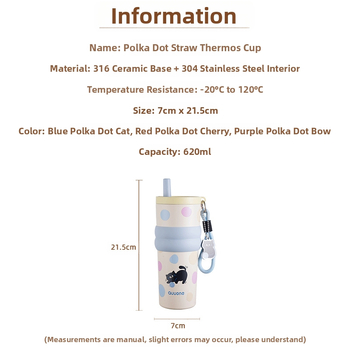 Θερμός-κύπελλο με κεραμική εσωτερική στρώση, περίβλημα από ανοξείδωτο ατσάλι 304, με καλαμάκι και λουρί μεταφοράς, μόνωση 0–6 ωρών