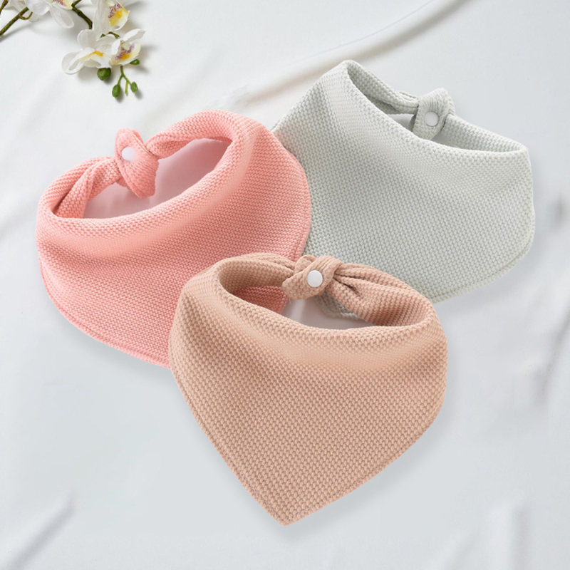 Триъгълен памучен бебешки лигавник за попиване - над 95% памук, абсорбиращ, шарки: каре/едноцветен/точки, за бебета и малки деца