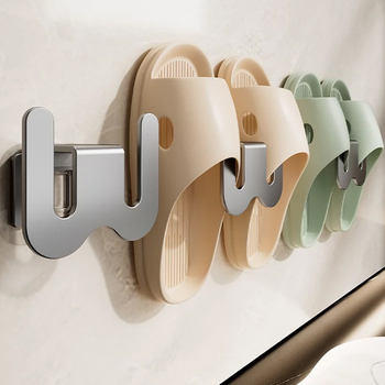 Ράφι τοίχου για παντόφλες, από αλουμίνιο, 1 επίπεδο, εγκατάσταση με αναρρόφηση χωρίς τρύπες, πλένεται και αποσπώμενο