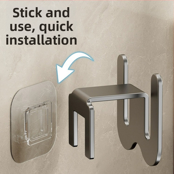 Ράφι τοίχου για παντόφλες, από αλουμίνιο, 1 επίπεδο, εγκατάσταση με αναρρόφηση χωρίς τρύπες, πλένεται και αποσπώμενο