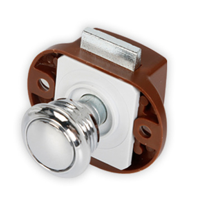 JA103 Ключалка за RV врати и шкафове с бутон дръжка – цинкова сплав, повърхност никел-хром, тегло 40 g, живот над 30k цикъла