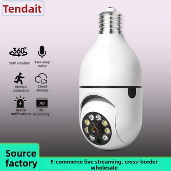 IP камера за лампена патрона E27, безжично вътрешно наблюдение, 1080P нощно виждане, 3.6 мм обектив, 0.1 lux, аларма