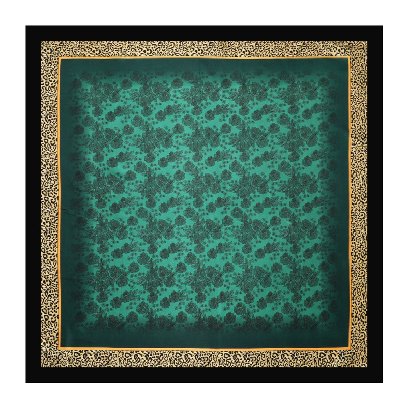 Дамски квадратен шал с винтидж принт, полиестер, твил и печат (Полиестер • Twill • Квадратен шал • Лятно издание 2024)