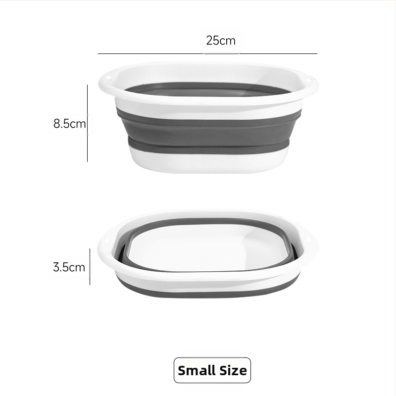 Saliekams plastmasas sejas mazgājamais trauks, kvadrātformas, viegls un pārnēsājams, pastiprināta konstrukcija, svars 114 g