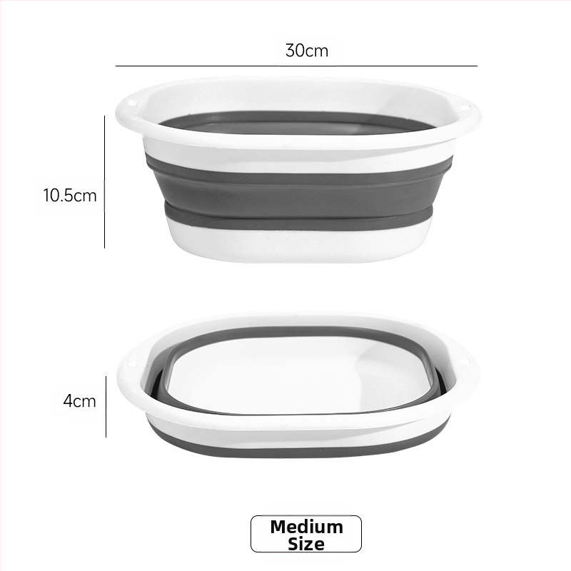 Saliekams plastmasas sejas mazgājamais trauks, kvadrātformas, viegls un pārnēsājams, pastiprināta konstrukcija, svars 114 g