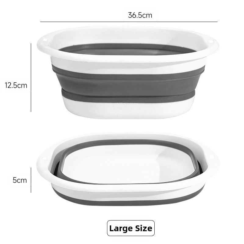 Saliekams plastmasas sejas mazgājamais trauks, kvadrātformas, viegls un pārnēsājams, pastiprināta konstrukcija, svars 114 g
