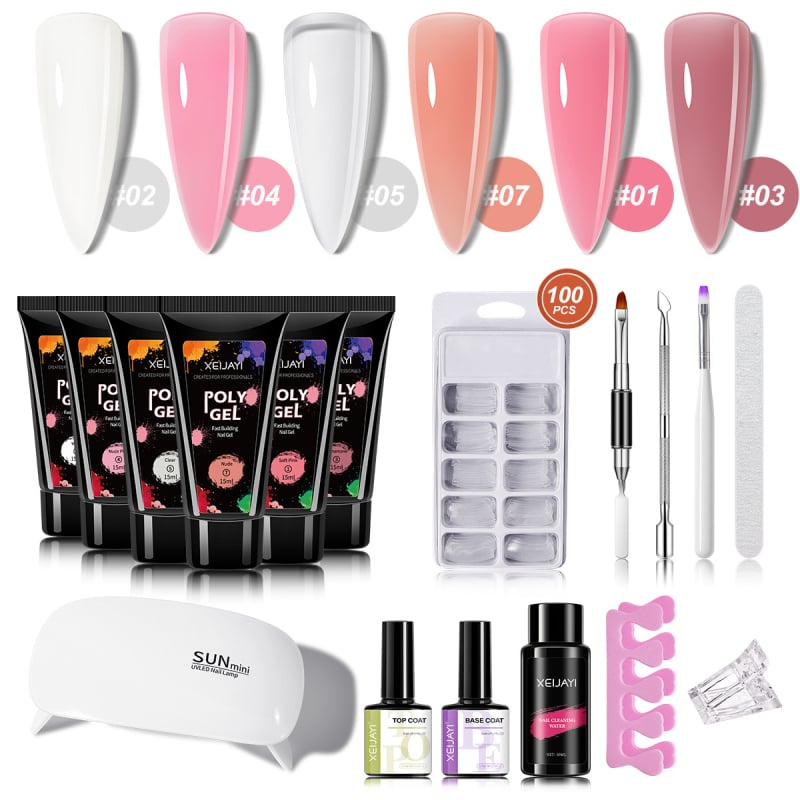 Set de adeziv pentru extinderea unghiilor, cu formulă cu uscare rapidă, suport pentru hârtie, unealtă de sigilare a bazei, 100 tablete, construcție din plastic