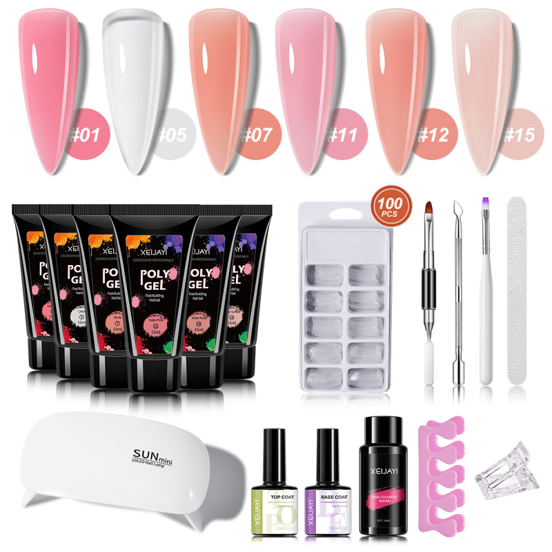 Set de adeziv pentru extinderea unghiilor, cu formulă cu uscare rapidă, suport pentru hârtie, unealtă de sigilare a bazei, 100 tablete, construcție din plastic