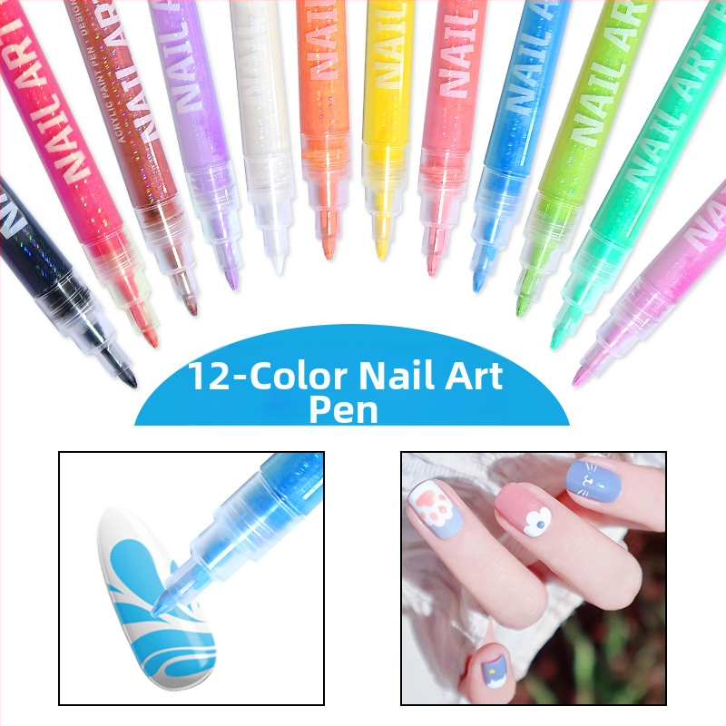 Guangna DIY писалка за маникюр – рисуване по нокти, бързосъхнеща, водоустойчива, метален акрилен маркер