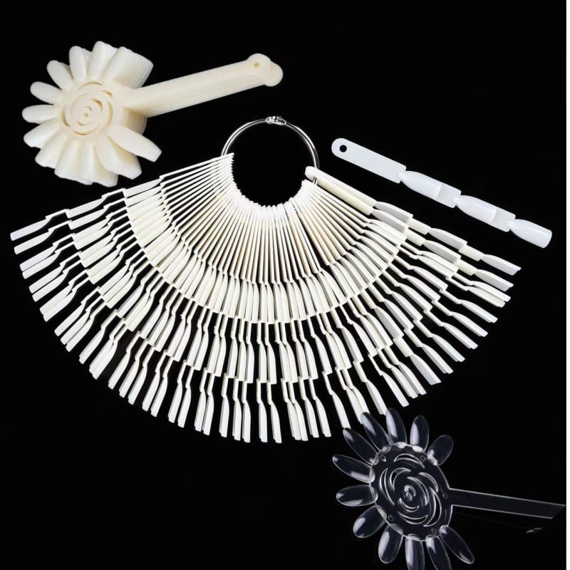 3-u-1 paleta lakova za nokte, u obliku ventilatora, kartica u stilu bambusa, proziran dizajn s prirodnom školjkom