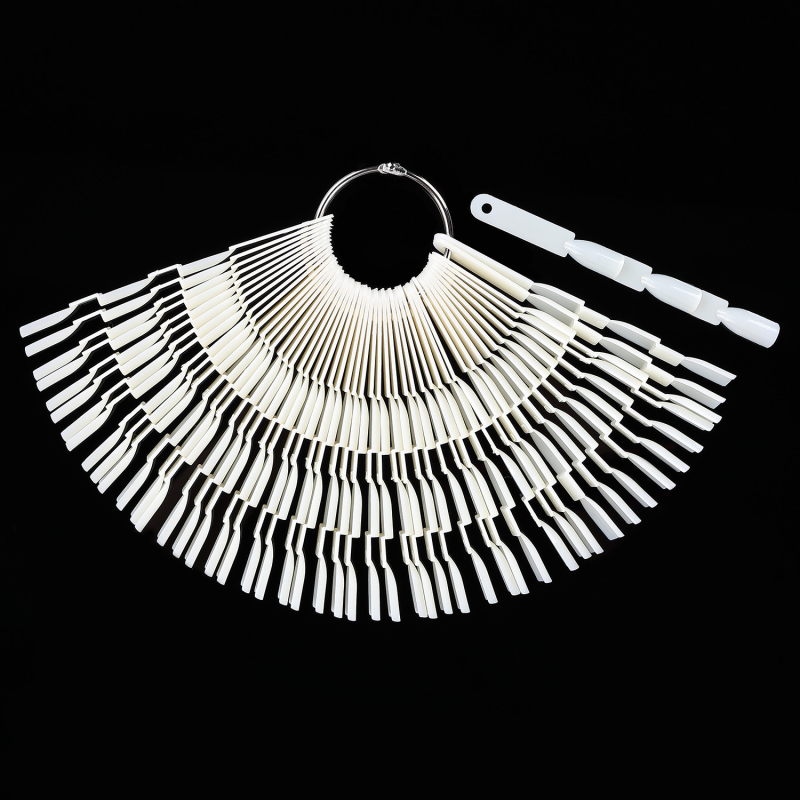 3-u-1 paleta lakova za nokte, u obliku ventilatora, kartica u stilu bambusa, proziran dizajn s prirodnom školjkom