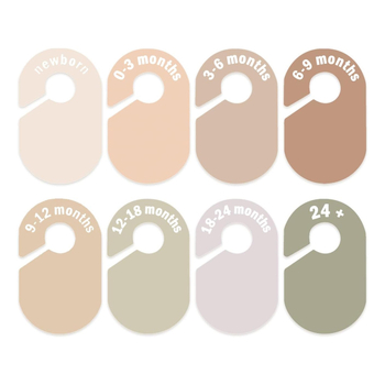 Kūdikių drabužių skyrikliai spintoje 1-24 mėnesių amžiaus, PVC medžiaga, UV spausdinimas, 8 lapų rinkinys