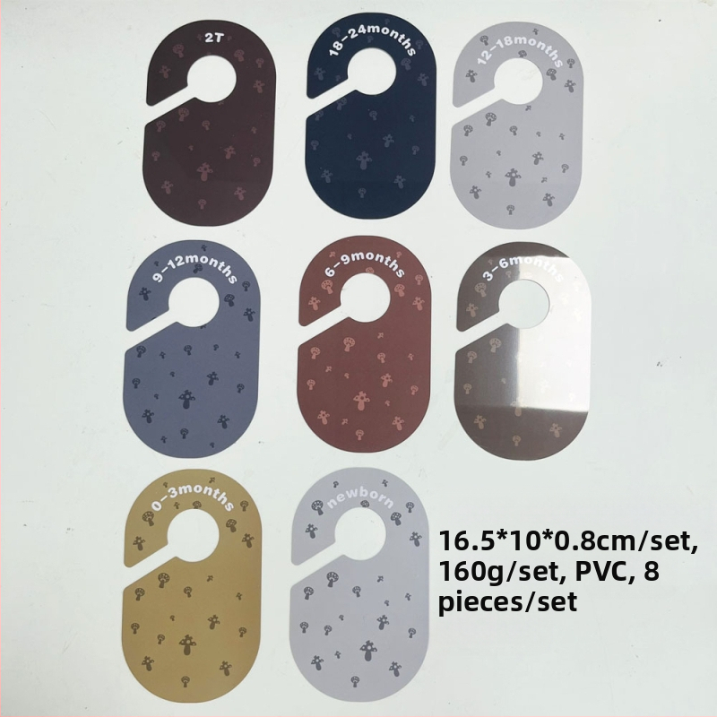 Kūdikių drabužių skyrikliai spintoje 1-24 mėnesių amžiaus, PVC medžiaga, UV spausdinimas, 8 lapų rinkinys