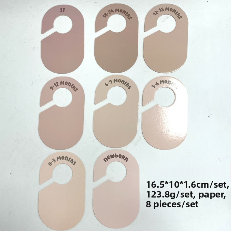 Kūdikių drabužių skyrikliai spintoje 1-24 mėnesių amžiaus, PVC medžiaga, UV spausdinimas, 8 lapų rinkinys